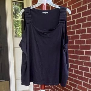 Croft & Barrow Black Tank Top Decorative Straps Cotton Modal Women 3X